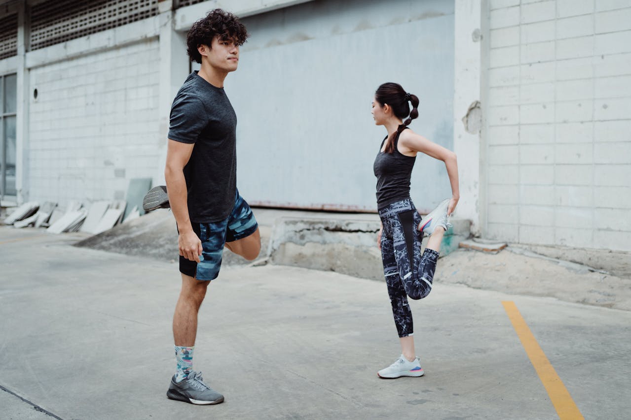 a couple doing exercise