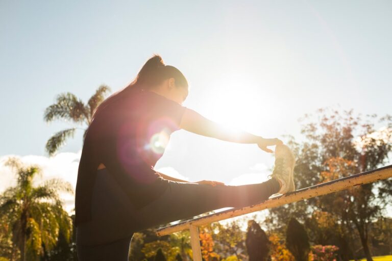 a women doing exercise in morning