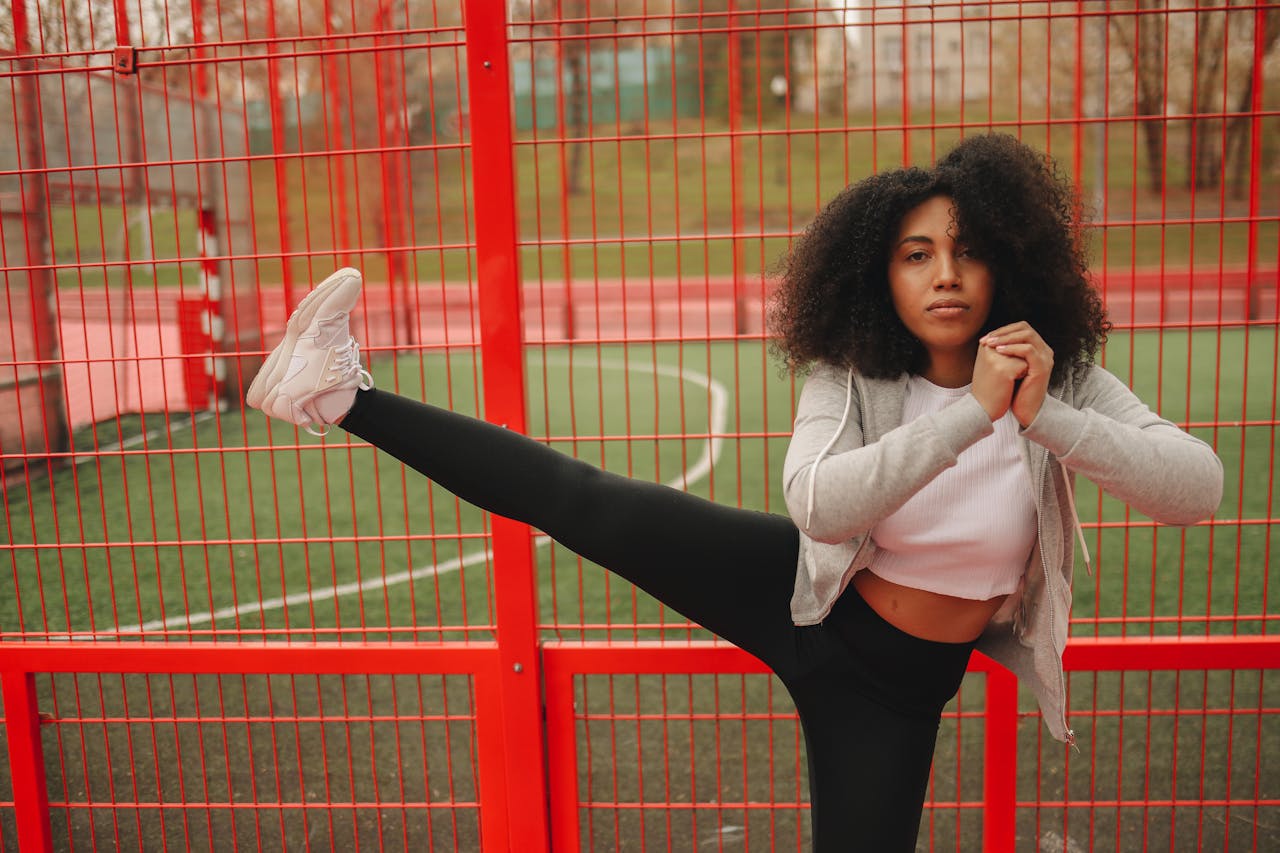 a women exercising in a sportswear